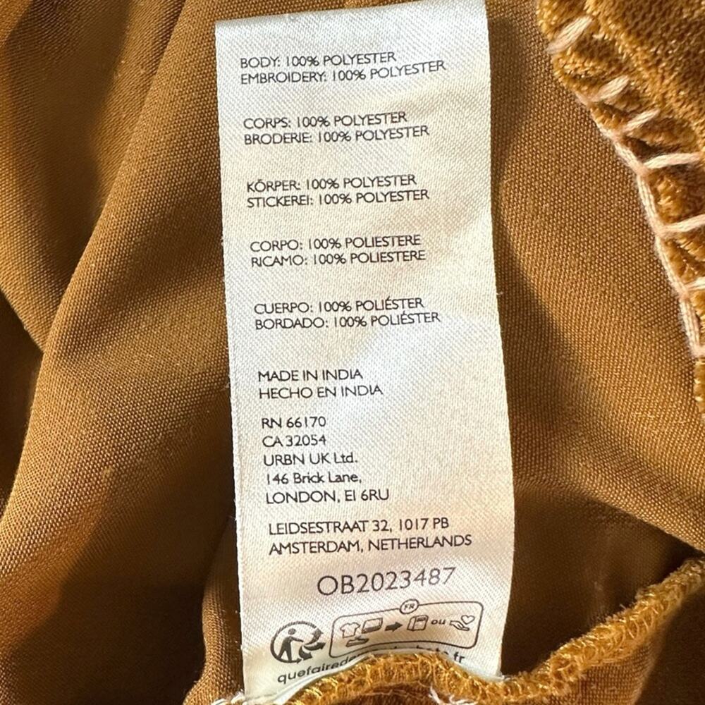 Free People Bohemian Embroidered Velvet Freya Tunic Dress Amber Brown Size Large - Picture 13 of 14